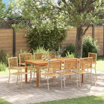 ARDEBO.de - Garten Essgruppe 9 stk. Beige Massivholz Akazie