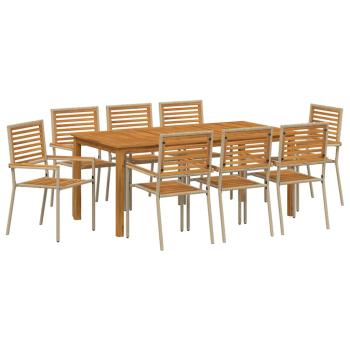 Garten Essgruppe 9 stk. Beige Massivholz Akazie