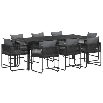 Garten Essgruppe 9 stk. Schwarz und Anthrazit Poly-Rattan