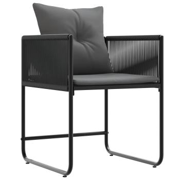 Garten Essgruppe 9 stk. Schwarz und Anthrazit Poly-Rattan
