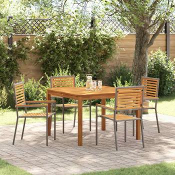 ARDEBO.de - Garten Essgruppe 5 stk. Grau Massivholz Akazie