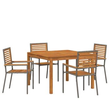 Garten Essgruppe 5 stk. Grau Massivholz Akazie