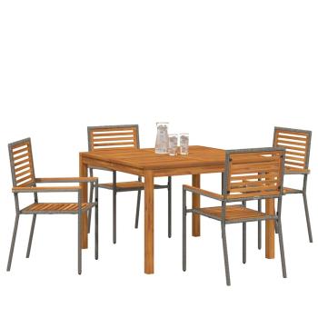 Garten Essgruppe 5 stk. Grau Massivholz Akazie