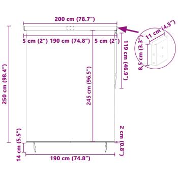 Rollo Orange und Braun 200 x 250 cm Stoff und Aluminium