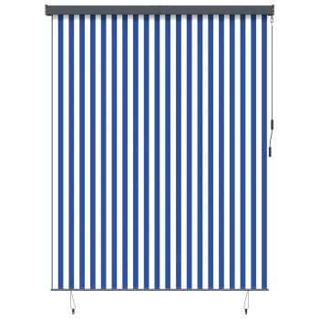 ARDEBO.de - Rollo Blau und Weiß 220 x 250 cm Stoff und Aluminium