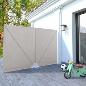 ARDEBO.de - Faltbarer Terrassen-Seitenfächer Creme 240×160 cm