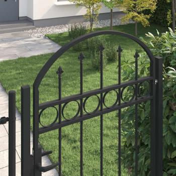 Gartentor ASSEN mit Bogenabschluss Stahl 100 x 200 cm Schwarz