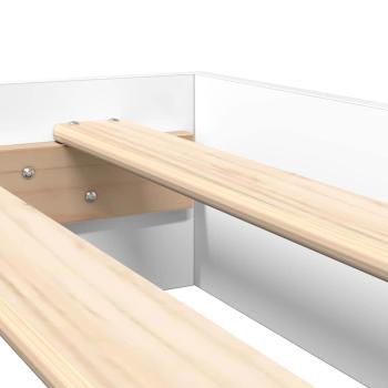 Bücherregal-Bett mit Kopfteil Weiß 150 x 200 cm Holzwerkstoff