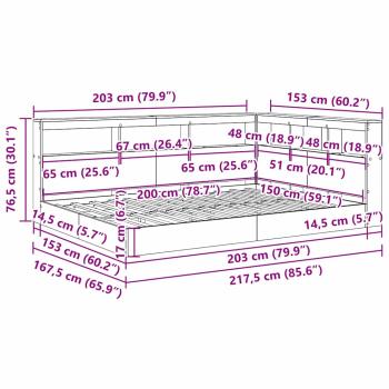 Bücherregal-Bett mit Kopfteil Weiß 150 x 200 cm Holzwerkstoff