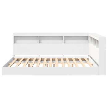 Bücherregal-Bett mit Kopfteil Weiß 150 x 200 cm Holzwerkstoff