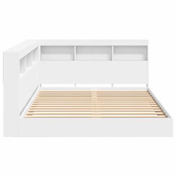 Bücherregal-Bett mit Kopfteil Weiß 150 x 200 cm Holzwerkstoff