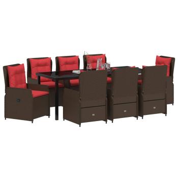 Garten Essgruppe 9 Stk. Braun Poly Rattan