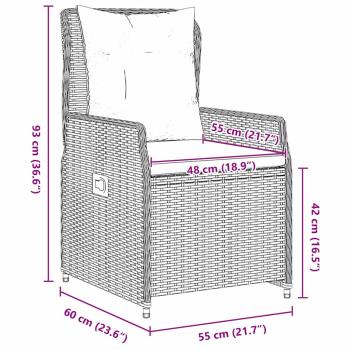 Garten Essgruppe 9 Stk. Braun Poly Rattan