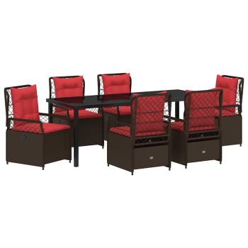Garten Essgruppe 7 Stk. Braun Poly-Rattan