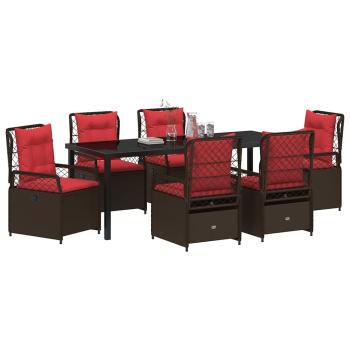 Garten Essgruppe 7 Stk. Braun Poly-Rattan