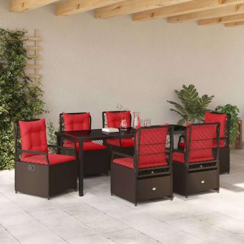 Garten Essgruppe 7 Stk. Braun Poly-Rattan