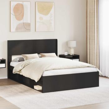 ARDEBO.de - Bettgestell mit Stauraum und Kopfteil Schwarz 135 x 190 cm