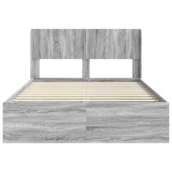 Bettgestell mit Stauraum und Kopfteil Grau Sonoma 135 x 190 cm