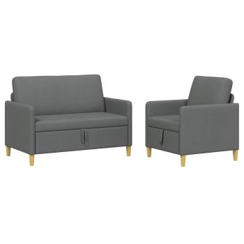 Sofa Set mit Stauraum 2 stk. Dunkelgrau Polyester