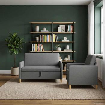 Sofa Set mit Stauraum 2 stk. Dunkelgrau Polyester