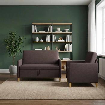 ARDEBO.de - Sofa Set mit Stauraum 2 Stk. Dunkelbraun Polyester