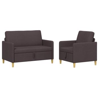 Sofa Set mit Stauraum 2 Stk. Dunkelbraun Polyester