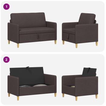 Sofa Set mit Stauraum 2 Stk. Dunkelbraun Polyester