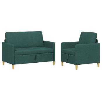 Sofa Set mit Stauraum 2 stk. Dunkelgrün Polyester