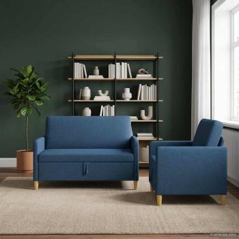 ARDEBO.de - Sofa Set mit Stauraum 2 stk. Blau Polyester