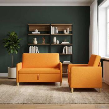 ARDEBO.de - Sofa Set mit Stauraum 2 stk. Dunkelgelb Polyester