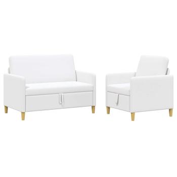 Sofa Set mit Stauraum 2 Stk. Weiß Polyester