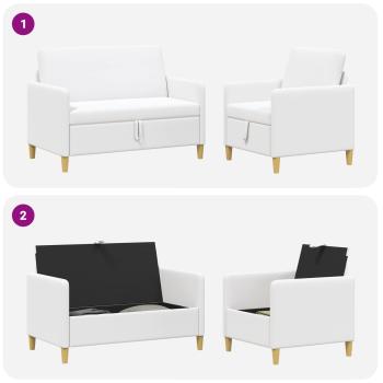 Sofa Set mit Stauraum 2 Stk. Weiß Polyester