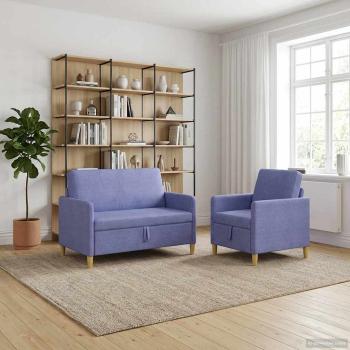 ARDEBO.de - Sofa Set mit Stauraum 2 stk. Jeans blau Polyester