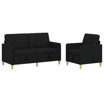 Sofa Set mit Stauraum 2 stk. Schwarz Polyester