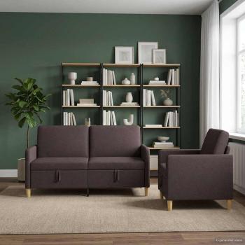 Sofa Set mit Stauraum 2 stk. Dunkelbraun Polyester