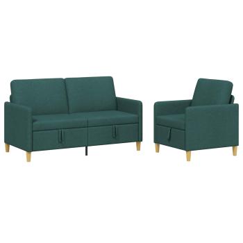 Sofa Set mit Stauraum 2 stk. Dunkelgrün Polyester