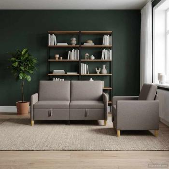 ARDEBO.de - Sofa Set mit Stauraum 2 stk. Taupe Polyester