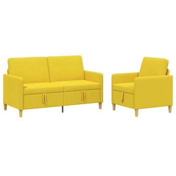 Sofa Set mit Stauraum 2 stk. Helles Gelb Polyester