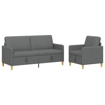 Sofa Set mit Stauraum 2 stk. Dunkelgrau Polyester