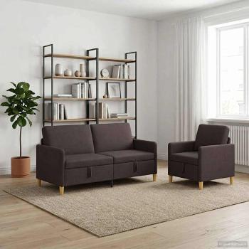 ARDEBO.de - Sofa Set mit Stauraum 2 stk. Dunkelbraun Polyester