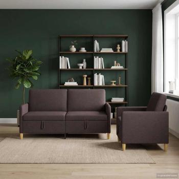 Sofa Set mit Stauraum 2 stk. Dunkelbraun Polyester