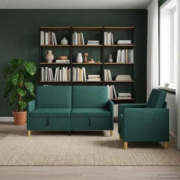 ARDEBO.de - Sofa Set mit Stauraum 2 stk. 4-Sitzer Dunkelgrün