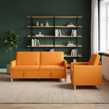ARDEBO.de - Sofa Set mit Stauraum 2 stk. Dunkelgelb Polyester