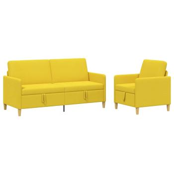 Sofa Set mit Stauraum 2 stk. Helles Gelb Polyester