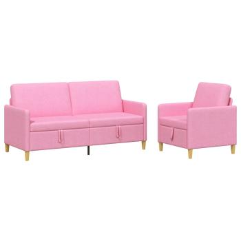 Sofa Set mit Stauraum 2 Stk. Rosa Polyester