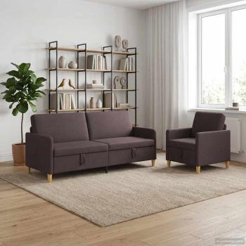 ARDEBO.de - Sofa Set mit Stauraum 2 stk. Dunkelbraun Polyester