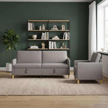 ARDEBO.de - Sofa Set mit Stauraum 2 stk. Taupe Polyester