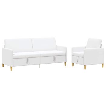 Sofa Set mit Stauraum 2 Stk. Weiß Polyester