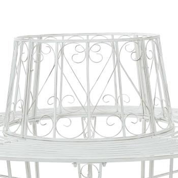 Baumbank 8-Sitzanzahl Ø 160 x 89 cm Stahl Antik Weiß Rund