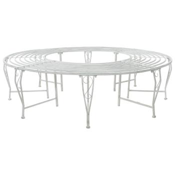 ARDEBO.de - Baumbank 8-Sitzanzahl Ø 160 x 44 cm Stahl Antik Weiß Rund